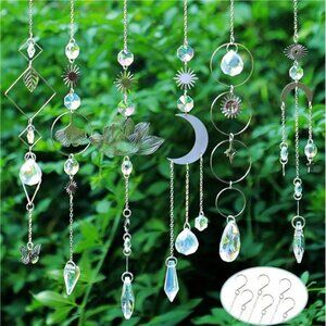 Sun Catchers, 6 Pieces Colorful Suncatchers Hanging Clear Crystal Prism Rainbow